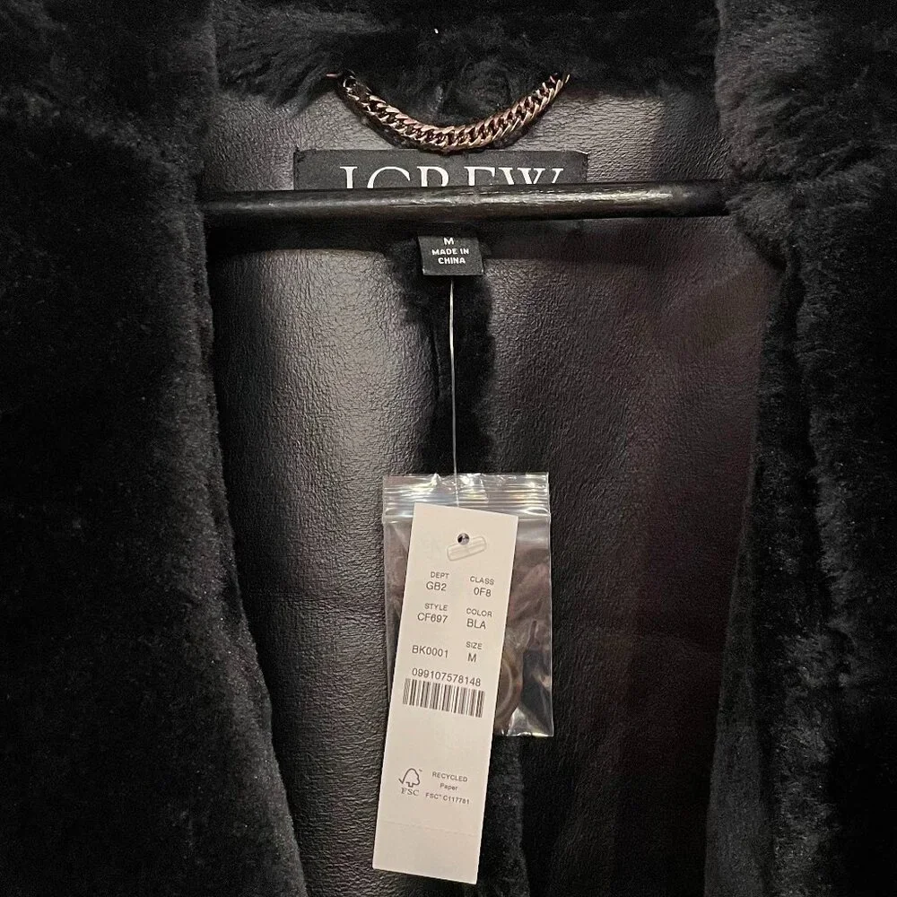 J. Crew Black Teddy Coat - Picture 6 of 8